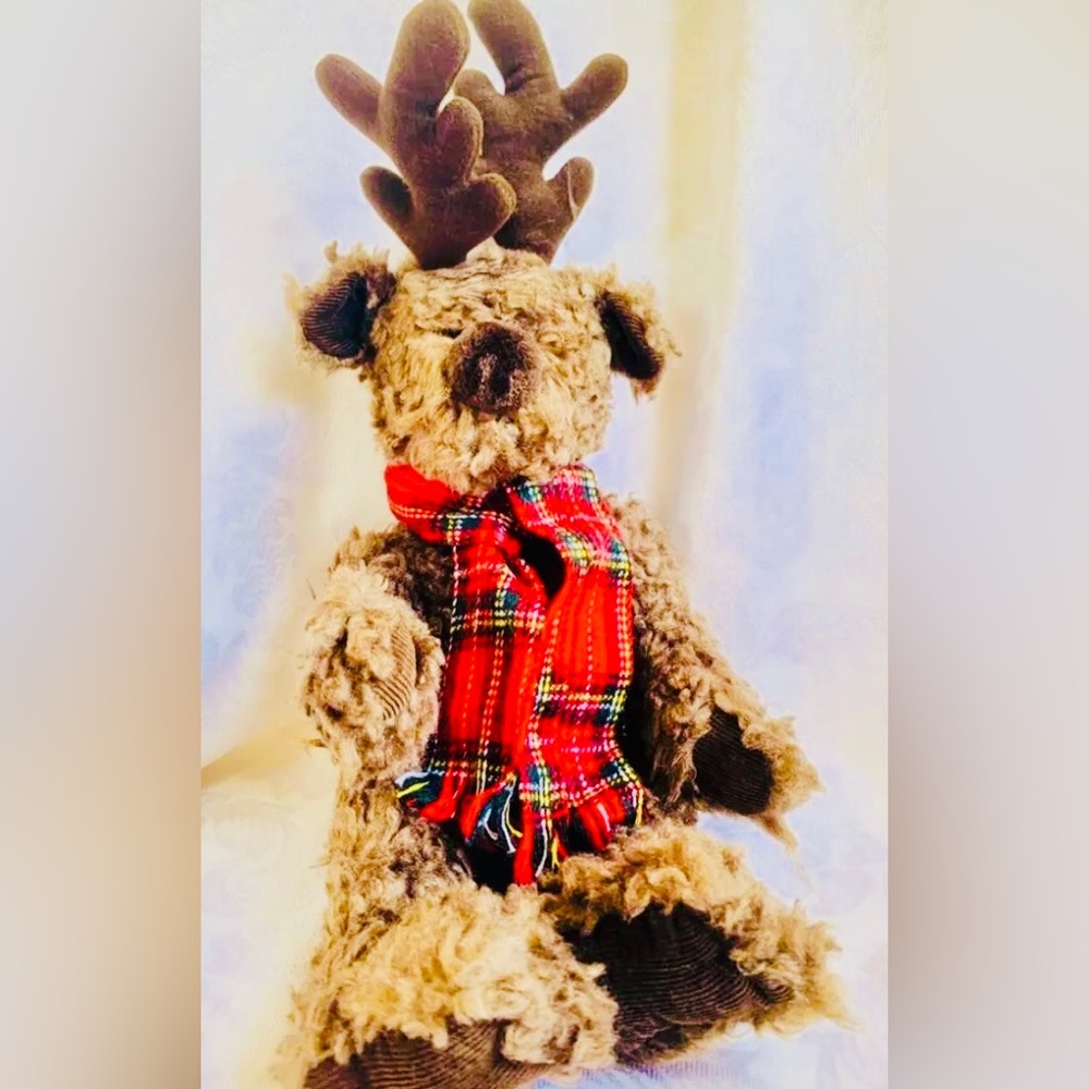 Russ Berrie Moose Plush with scarf named Buck Winter Christmas Stuffed Animal